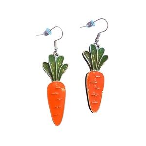 Orange and Green Carrot Easter Drop Earrings